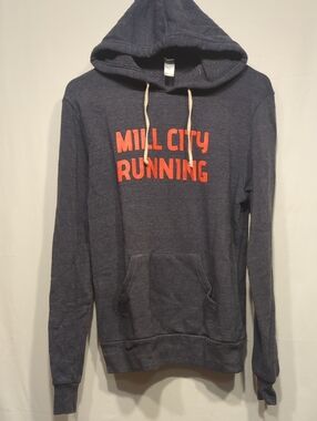 Alternative Navy Hoodie with Orange 'Mill City Running' Logo